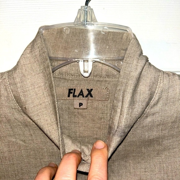 Flax Women's Button-Up Dress Taupe Size Petite - Picture 2 of 4